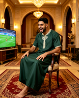Thobe marocain brodé à rayures de l'usine CCY pour le Ramadan, Caftan traditionnel musulman, Vêtement africain en tissu brillant, Thobe Jubah