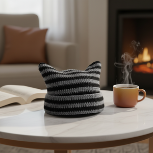 Nuevas Gorras <span class=keywords><strong>de</strong></span> Punto <span class=keywords><strong>a</strong></span> Rayas Estilo Y2K con Orejas <span class=keywords><strong>de</strong></span> <span class=keywords><strong>Gato</strong></span>, Gorro Holgado <span class=keywords><strong>de</strong></span> Invierno para Mujer, Estilo Diabla Pequeñ<span class=keywords><strong>a</strong></span> - Product Image 5