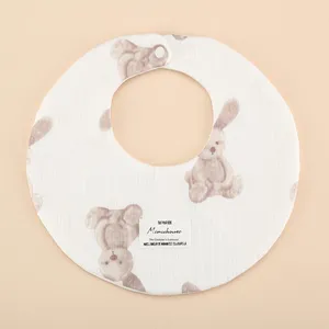 Trẻ sơ sinh drool BIB không thấm nước <span class=keywords><strong>360</strong></span> độ bé gạc khăn mùa thu mùa đông lớp bông nút đóng cửa - Product Image 2