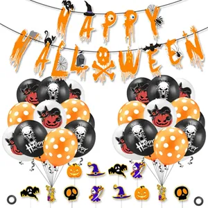 Halloween Party Luftballons Set Halloween Dekorationen Kinder Jungen bevorzugen Outdoor-Lieferungen mit Luftballons Happy Halloween Banner X4108