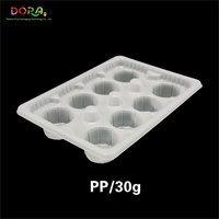 Plateau en plastique PP personnalisé de la marque Dora à 8 compartiments pour pâtisseries, desserts, emballage alimentaire, conteneur pour gâteaux, pain, type de processus de thermoformage