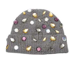 Gorro Unisex Ajustable KD con Rayas, Adornos de Cristal Acrílico, Tejido de Punto Acanalado, Tejido Común - Personalizado OEM/ODM - Product Image 1