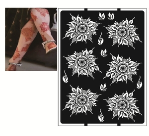 Pochoirs de tatouage temporaire personnalisés en PVC, motifs floraux, henné, autocollants non toxiques - Product Image 2