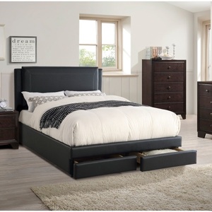 Modern Luxurious <b>Queen</b> <b>Size</b> Soft <b>Bed</b> Storage Drawers Faux Leather Upholstery Eco-Friendly Durable Construction-Elegant Bedroom - Product Image 3