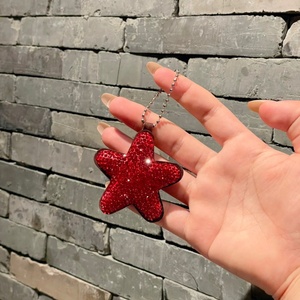 Fashion Diamond Star Keychain Bling Rhinestone Star Shape Key Chain Womens Keyring Car Key Shinning Key Ring Charms Star Pendant