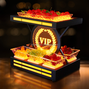 2-Tier LED Lighted Fruit Tray, 6+1 Compartment Luminous <b>Snack</b> Holder for Nightclub & <b>Bar</b> - Product Image 1