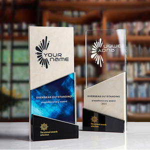 Trofeo <span class=keywords><strong>de</strong></span> mármol creativo 3D <span class=keywords><strong>de</strong></span> diseño <span class=keywords><strong>de</strong></span> lujo, premio <span class=keywords><strong>de</strong></span> cristal negro con mármol - Product Image 3