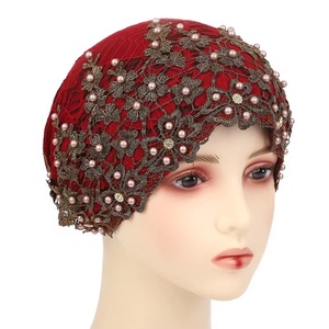 Yiwu Muqian Trading Firm Voile de tête musulman pour femme, style tendance, avec franges et dentelle, style ethnique, type chapeau à pince intégral - Product Image 1