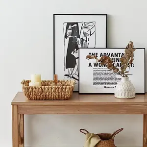 Paniers de fruits et légumes tissés à la main avec poignées en bois, panier de rangement tissé en jacinthe d'eau pour la cuisine