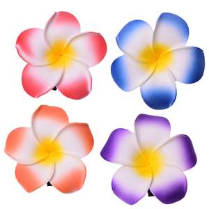 Pince à Cheveux Artisanale Fleur d'Œuf Rose Artificielle Frangipanier 4-11CM pour Vacances en Bord de Mer - Product Image 1