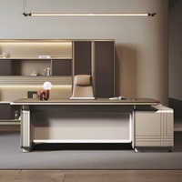 Escritorio Ejecutivo Moderno en Forma de L, Muebles de Oficina de Madera MDF, Duradero, Ergonómico, con Cajones, Resistente al Agua, para Villa