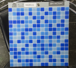 Mosaico di Piastrelle Quadrate in <span class=keywords><strong>Vetro</strong></span> Blu Sciolto a Caldo per Piscine e Rivestimenti - Product Image 5