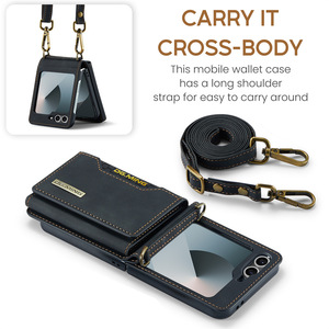 Funda de cuero magnética desmontable DG MING 2 en 1 para <span class=keywords><strong>Samsung</strong></span> Galaxy Z Flip 7 FE 7 6 5 4 3, funda tipo billetera, tarjetero, funda para teléfono - Product Image 4