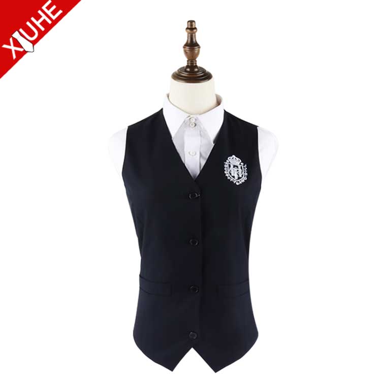 Classic Mens Vest Solid Black Formal Mens Waistcoat Customized Embroidered LogoTR Vest