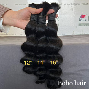 Precio al por mayor: Trenzas Boho para el cabello, cabello virgen a granel, liso sedoso, ondulado, color natural 99J, marrón, rubio miel, cabello vietnamita. - Product Image 2