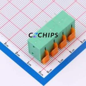 MX142R-7.62-04P-GN01-Cu-A Spring Terminal Block Bent Lead Through Hole,P=7.62mm Connector 1x4P 7.62mm Green Right Angle Insert - Product Image 2