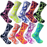 KTS306 kaus kaki jaring laba-laba Logo kustom kaus kaki basket desain sendiri kepribadian OEM kaus kaki katun olahraga bagus untuk pria wanita