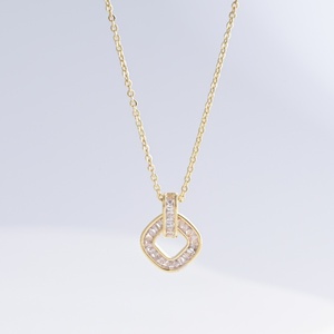 wholesale plata 925 sterling silver Geometric zirconia <b>necklace</b> Everyday Wear korean cz unique women fashion pendant <b>necklaces</b> - Product Image 5