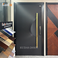 Porte d'entrée pivotante de luxe en aluminium moulé sur mesure, porte extérieure de sécurité, anti-corrosion, serrure intelligente, porte principale de villa