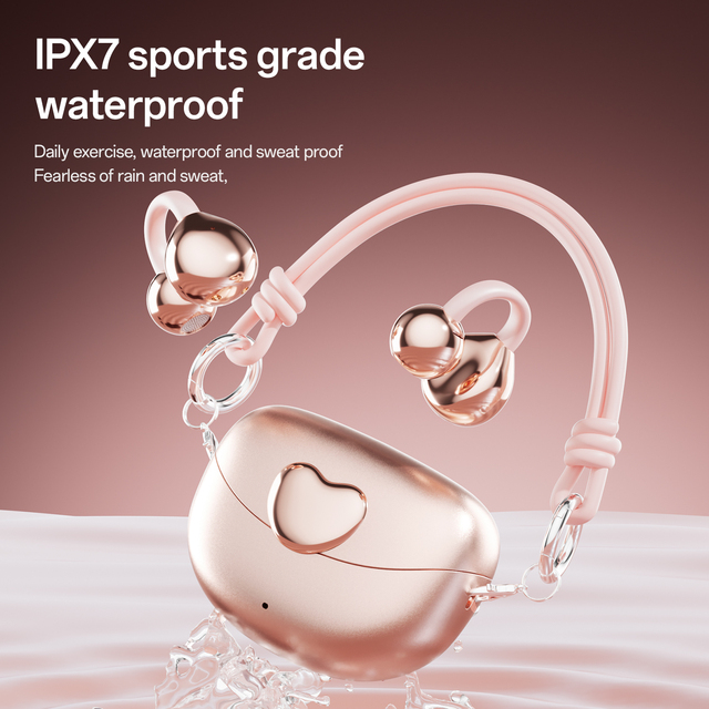Linx New M106 Ear-clip Love-shaped Mini Bag Design Girls Wireless Earbuds with Long Battery Life Fashionable Wireless Earphone