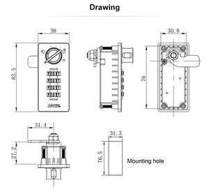 Boîte aux lettres MK716 en métal sans clé à 4 chiffres serrure à code combiné boîte aux lettres emballée par clé principale en alliage de zinc durable - Product Image 4