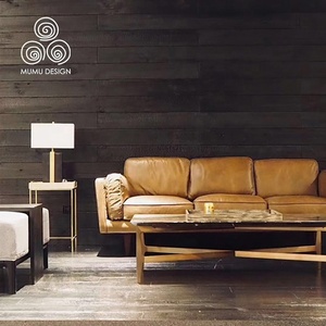 Liumu — panneau mural en <span class=keywords><strong>bois</strong></span> massif bouclé, accessoire pour décoration de maison, bureau, hôtel, Shou Sugi Ban, panneau - Product Image 4