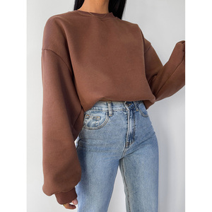 เสื้อฮู้ดสตรีแขนยาวเปิดไหล่,เสื้อฮู้ดคอกลมพิมพ์ลายแบบวินเทจ - Product Image 1