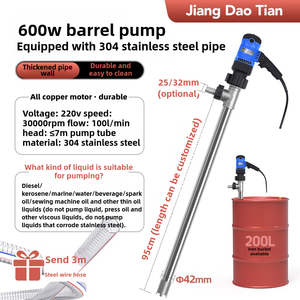 Bomba de Transferencia Portátil de Acero Inoxidable de 600W, Bomba de Tambor de Alta Presión de 220V para la Industria Automotriz - Product Image 2
