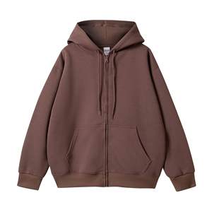 Sudadera con Capucha y Cremallera Unisex, Mezcla de Algodón y Poliéster para Hombre, Corte Holgado, Antipilling, Ropa Casual, Talla Grande, Gris - Product Image 2