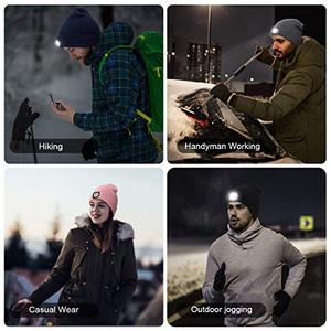 Cuffia Unisex LED con luce ricaricabile USB cuffia invernale in maglia regalo per gli uomini papà marito lui - Product Image 4