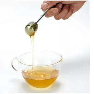 Pau de mel e xarope, servidor de colher de mel de 304 varinha de aço inoxidável para jarra de mel, recipientes de pote de mel-6.3 polegadas