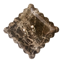 Stonekocc Bijoux Divers Conteneur Festonné Carré Plateau Foncé Emperador Brun Marbre Pierre Stockage Aromathérapie Cachall Palette