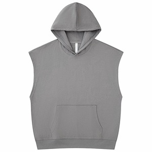 <b>Men's</b> Solid Color <b>Hoodie</b> Sleeveless Oversize Off Shoulder Pull Over Sweatshirt - Product Image 1