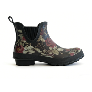 <span class=keywords><strong>Botas</strong></span> <span class=keywords><strong>de</strong></span> Lluvia Cortas <span class=keywords><strong>para</strong></span> <span class=keywords><strong>Mujer</strong></span> con Estampado Floral, Diseño Vintage <span class=keywords><strong>de</strong></span> Rosas, Impermeables, <span class=keywords><strong>de</strong></span> Goma, Tipo Chelsea, con Suela Antideslizante - Product Image 4