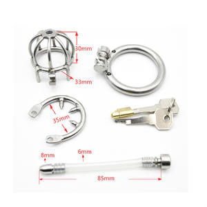 Cage de chasteté masculine en acier inoxydable Yamamoto avec tube urétral, dispositif de verrouillage du pénis, jouets sexuels pour hommes gays - Product Image 6