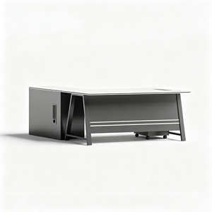 Escritorio Ejecutivo Moderno en Forma <span class=keywords><strong>de</strong></span> L con Gabinete <span class=keywords><strong>de</strong></span> Almacenamiento, Mesa para Computadora con Superficie <span class=keywords><strong>de</strong></span> Madera y Estructura Metálica, Mueble <span class=keywords><strong>de</strong></span> Oficina - Product Image 3