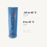 Cellules de batterie Li-ion Amprius SiCore 18650 3.6V 3.8Ah 280Wh/kg Haute Densité Énergétique Rechargeable pour Systèmes de Stockage Portable Domestique