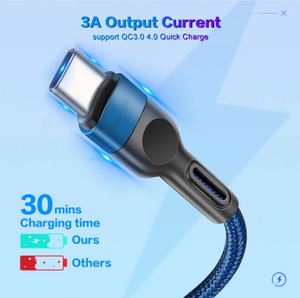 Alloy Micro <b>USB</b> Type-C Braided Cable for iPhone 3A Fast Charging Nylon Charger Cable with Copper 3ft to 6ft Length Options - Product Image 6