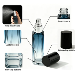 Flacone campionatore di profumo quadrato in vetro da 15 ml, portatile, ricaricabile, con pompetta spray e stampa oro, vuoto - Product Image 6