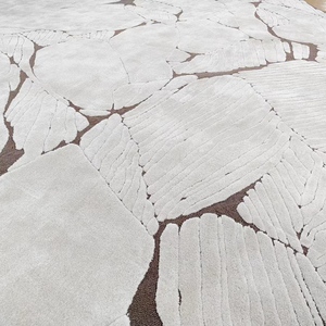 Alfombra de acrílico hecha a mano personalizada cerca de mí alfombras de área con mechones de marfil artesanales de bucle bajo de corte alto a la venta - Product Image 6