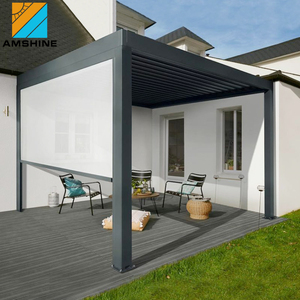 Pergola motorisée en aluminium pour extérieur, avec <span class=keywords><strong>toit</strong></span> à lames orientables, imperméable et rideaux - Product Image 3