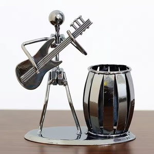2025 cup Rocker và guitar thiết kế văn phòng Nguồn cung cấp tổ chức bút chì cup Gunmetal màu xám kim loại Bàn Chủ bút - Product Image 4