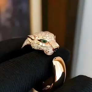 Anello con testa di leopardo in argento Sterling Kajia S925 anello con testa di leopardo di lusso All-Match alla moda personalizzato per l'indice della ragazza - Product Image 2