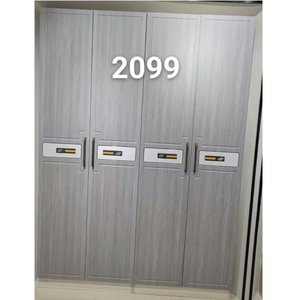 Modern Minimalist Wardrobe <b>Cabinet</b> with Drawers Flat Panel Hinged Doors MDF Material Freestanding <b>Bedroom</b> Furniture 37692-2063 - Product Image 3