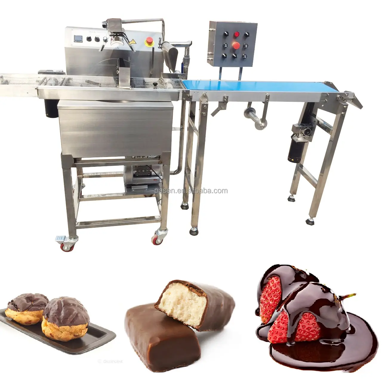 Maquinaria de fundición de moldura pequeña de material de grado alimenticio, máquina de fabricación de chocolate de recubrimiento