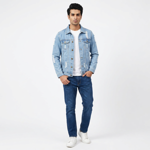 Heavy <b>Sherpa</b> <b>Men's</b> Denim Jacket Hooded Stand Linen-lined for Autumn Thick Blue Jean Coat Stylish Streetwear Fashion Outerwear - Product Image 1