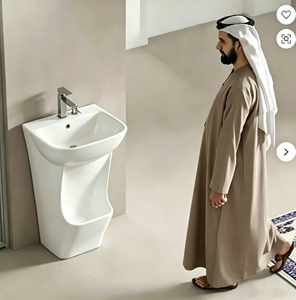 Lavabo de Cerámica para Wudu Musulmán, Lavabo para Lavar los Pies, Lavabo Independiente con Columna, Precio al por Mayor - Product Image 1