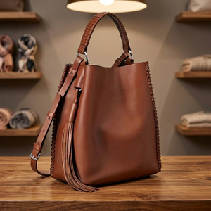 Bolso de Mano Casual de Cuero Genuino para Mujer, Estilo Occidental BS International, con Correa de Hombro Extraíble, Duradero y Ligero - Product Image 2