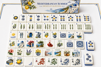 Ubin Mahjong Amerika Musim Panas Mediterania Mewah Modern Tema Lemon Zaitun Keramik Biru Hadiah Keluarga Klub Grosir OEM ODM