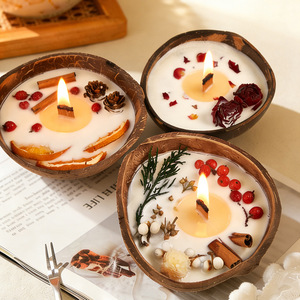 Bougie artisanale parfumée en coquille de noix de coco, parfum frais, artisanat semi-manuel semi-mécanique <span class=keywords><strong>pour</strong></span> l'ambiance de la chambre - Product Image 1